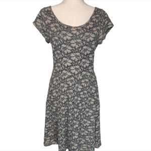 Deletta Grey Floral Lace Fit and Flare Dress | Size S